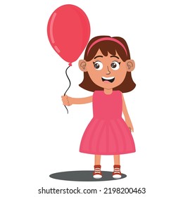 Happy Girl Red Balloon Stock Vector (Royalty Free) 2198200463 ...