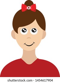 Happy girl with red shirt, illustration, vector on white background.