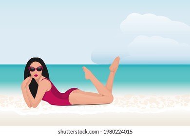 白人 女性 セクシー 海 のイラスト素材 画像 ベクター画像 Shutterstock