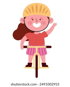 bicicleta de paseo de niña feliz aislada