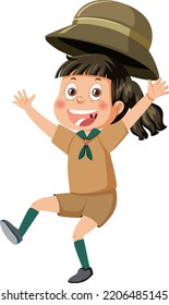 Happy Girl-Scout-Cartoon-Zeichentrickgrafik