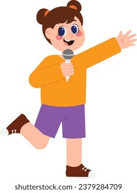 A Happy Girl Singing Illustration