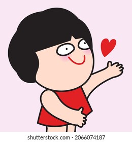 Happy Girl Standing With Open Arms For Hug Concept Card Character illustration