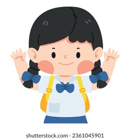 Happy girl student is ready to back to school