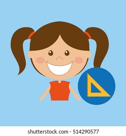 happy girl student school squad icon vector illustration eps 10