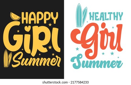 Happy Girl Summer Beach T-Shirt Design SVG vector