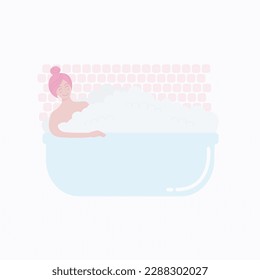 Happy girl taking a bath, relax, enjoy