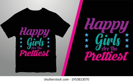 Happy Girl T-shirt Design vector graphic