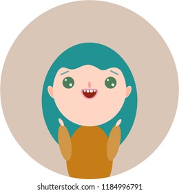 happy girl with turquoise hair