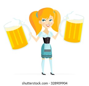 happy girl with two beers