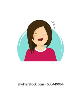 Happy girl vector illustration, flat cartoon smiling woman, young female person character in happiness of fun isolated on white background