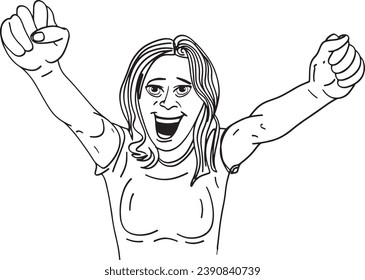 Happy Girl Vector: Joyful Cartoon Character, Smiling Beauty: Vector Illustration of a Joyful Girl, Emotional Expressions: Surprised Woman in Cartoon Style
