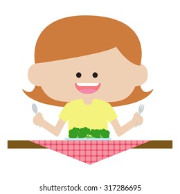 Happy girl with vegetables