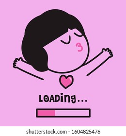 Happy Girl Waiting Hug Loading Valentines Stock Vector (royalty Free 