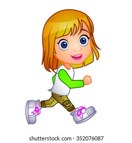 Happy Girl Walking Swinging Arms