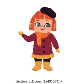 happy girl wearing autumn clothes isolated