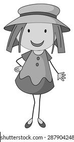 Happy girl wearing a hat and skirt