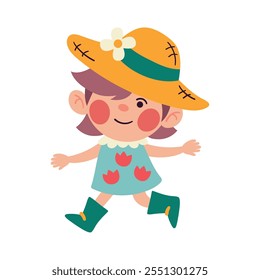 happy girl wearing spring clothes isolated