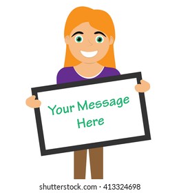 happy girl - your message on panel 