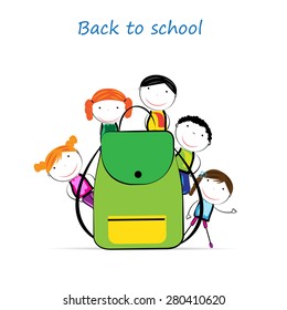 Happy girls and boys back to school
