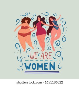 happy girls, different figures, body positive