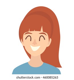 Happy girls icon vector. Young woman illustration. Face of people icon flat cartoon style. Person people head, isolated avatar on white background