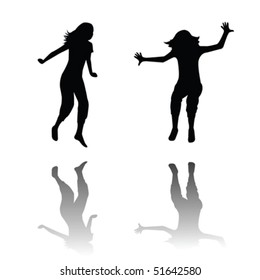 Happy girls jumping