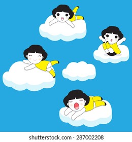 Happy Girls On Cloud Nine illustration