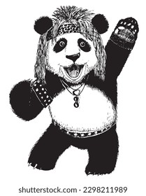 Happy Glam Metal Panda Dancing