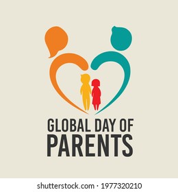 Happy Global Parents Day Typography Vector Design On Red Background, In Vector Format