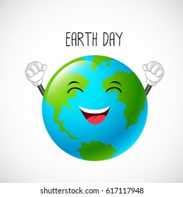 Happy globe Mascot. Earth day concept, illustration