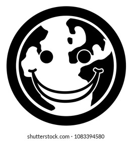 Happy globe silhouette