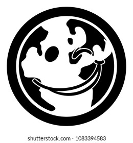 Happy globe silhouette
