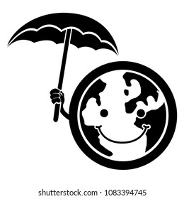 Happy globe silhouette