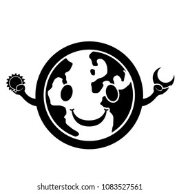 Happy globe silhouette