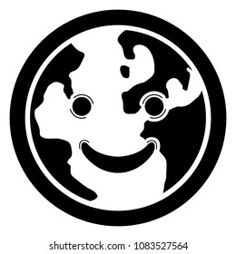 Happy globe silhouette