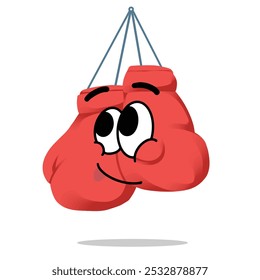 Personaje de mascota de guantes felices. concepto lindo, divertido y juguetón. deporte de combate, boxeo, campeonato, pasatiempos, interés, estilo de vida y temas de educación