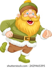 Happy gnome character running with a smile.