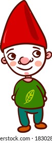 Happy gnome, illustration, vector on white background