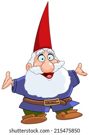 Happy Gnome Raising His Arms Stock Vector (Royalty Free) 215475850 ...