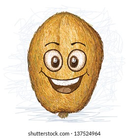 happy golden apple fruit cartoon character smiling. 
