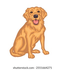 Happy Golden Labrador Dog Vector Illustration