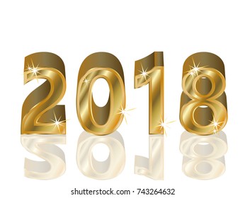 Happy Golden New 2018 year, vector illustration