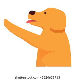 Happy golden retriever dog waving paw, petting zoo