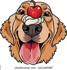 
happy golden retriever print vector