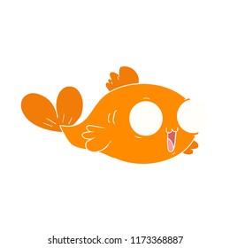 happy goldfish flat color style cartoon