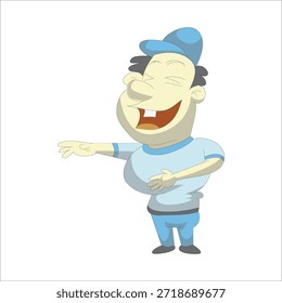 Jugador de golf feliz que señala el dedo a la Ilustración vectorial lateral