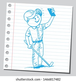 Happy golf player taking selfie.