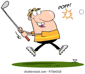 Happy Golfer Hitting Golf Ball. Jpeg Version Also Available In Gallery.