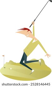 Happy golfer man on the golf court. 
Smiling golfer man happy to make a good shot
